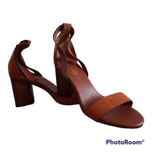 Crape Myrtle Suede Chunky Heel Sandals